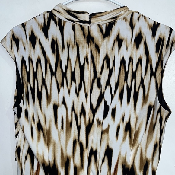 Roz & Ali Sheath Faux Wrap Dress Animal Print Lined Polyester Zip Knee Length 10 - Picture 5 of 10